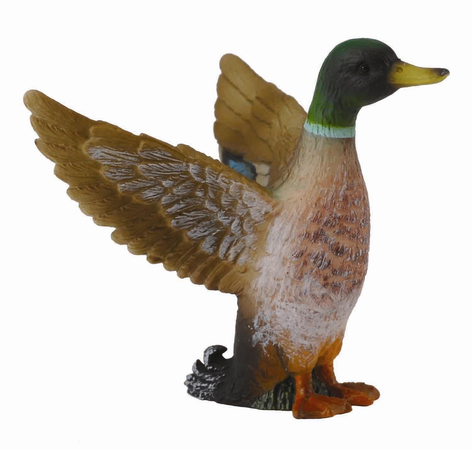Duck figurine with open wings on a white background