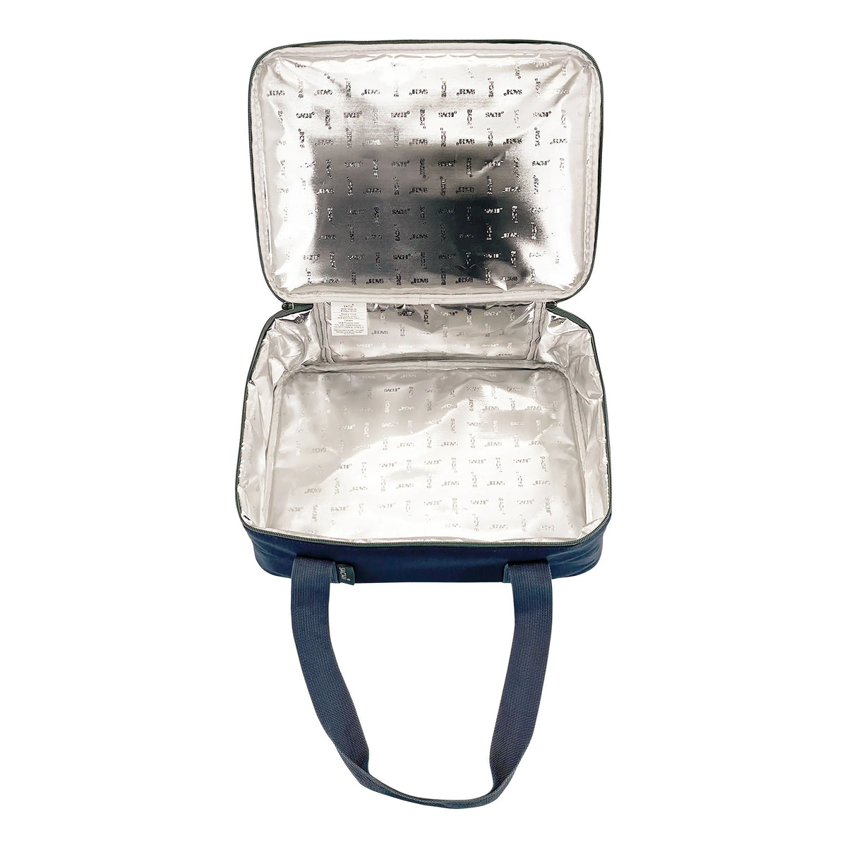 Sachi Insulated 'Cook & Carry' Bag. Insulated lunch bag with blue strap on a white background