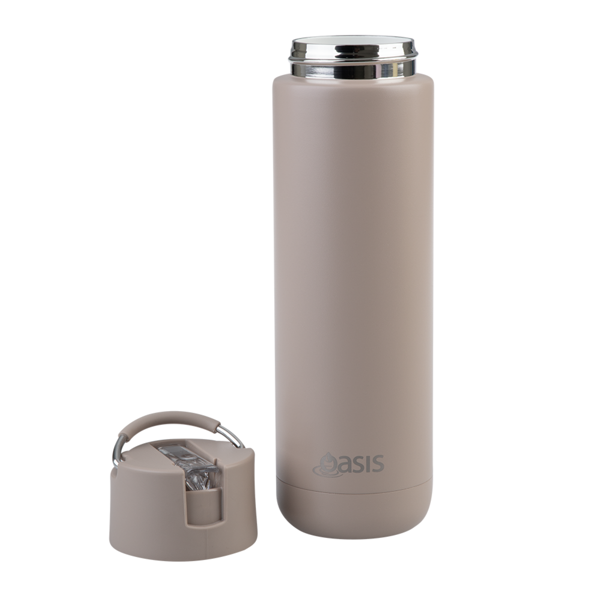 Oasis Ceramic Lines Stainless Steel Moda Drink Bottle- 700mL. Set of Oasis brand water bottles in various colors on a white background