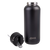 Oasis Ceramic Lined Stainless Steel Moda Drink Bottle- 1L. Black insulated bottle with silver cap on a white background