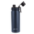 Oasis Challenger Stainless Steel Sports Bottle - 550ml. Navy blue water bottle with black lid on a white background