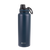 Oasis Challenger Stainless Steel Sports Bottle - 1.1L. Navy blue water bottle with black cap on a white background