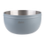 Oasis Stainless Steel 2.8 L Double Wall Salad Bowl with Lid. Light blue bowl with stainless steel interior on a white background