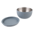 Oasis Stainless Steel 2.8 L Double Wall Salad Bowl with Lid. Two gray bowls with stainless steel interior on a white background
