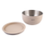 Oasis Stainless Steel 2.8 L Double Wall Salad Bowl with Lid. Two beige and silver bowls with 'Oasis' branding on a white background