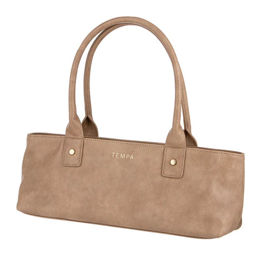Harley Latte Wine Purse. Brown handbag with 'TEMPA' branding on a white background