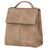 Harley Latte Lunch Bag. Brown suede backpack with 'TEMPA' branding on a white background
