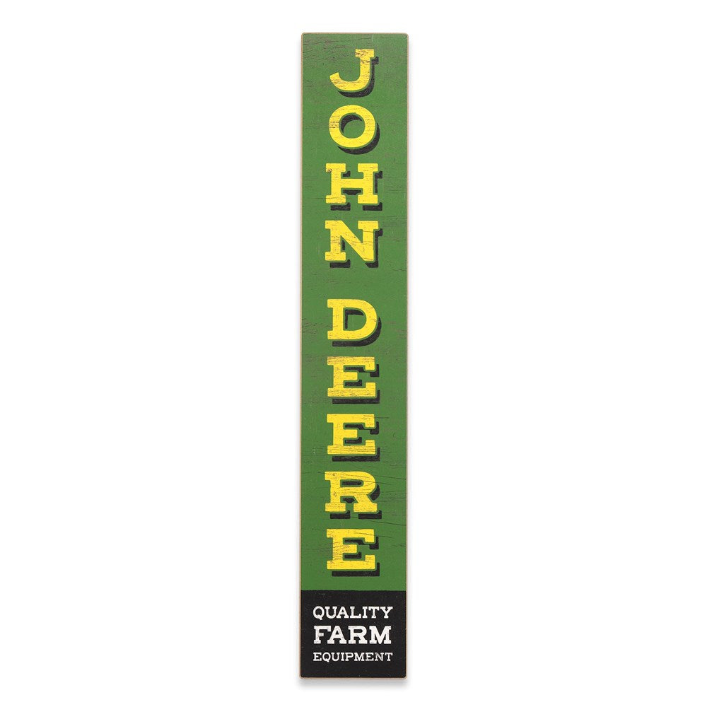 John Deere Quality Farm Equipment Vertical Rustic MDF Wall Décor. John Deere vertical logo on a green background