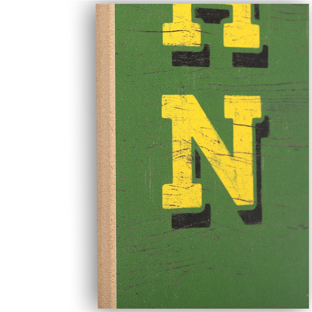 John Deere Quality Farm Equipment Vertical Rustic MDF Wall Décor. Green book cover with yellow and black letter 'N'