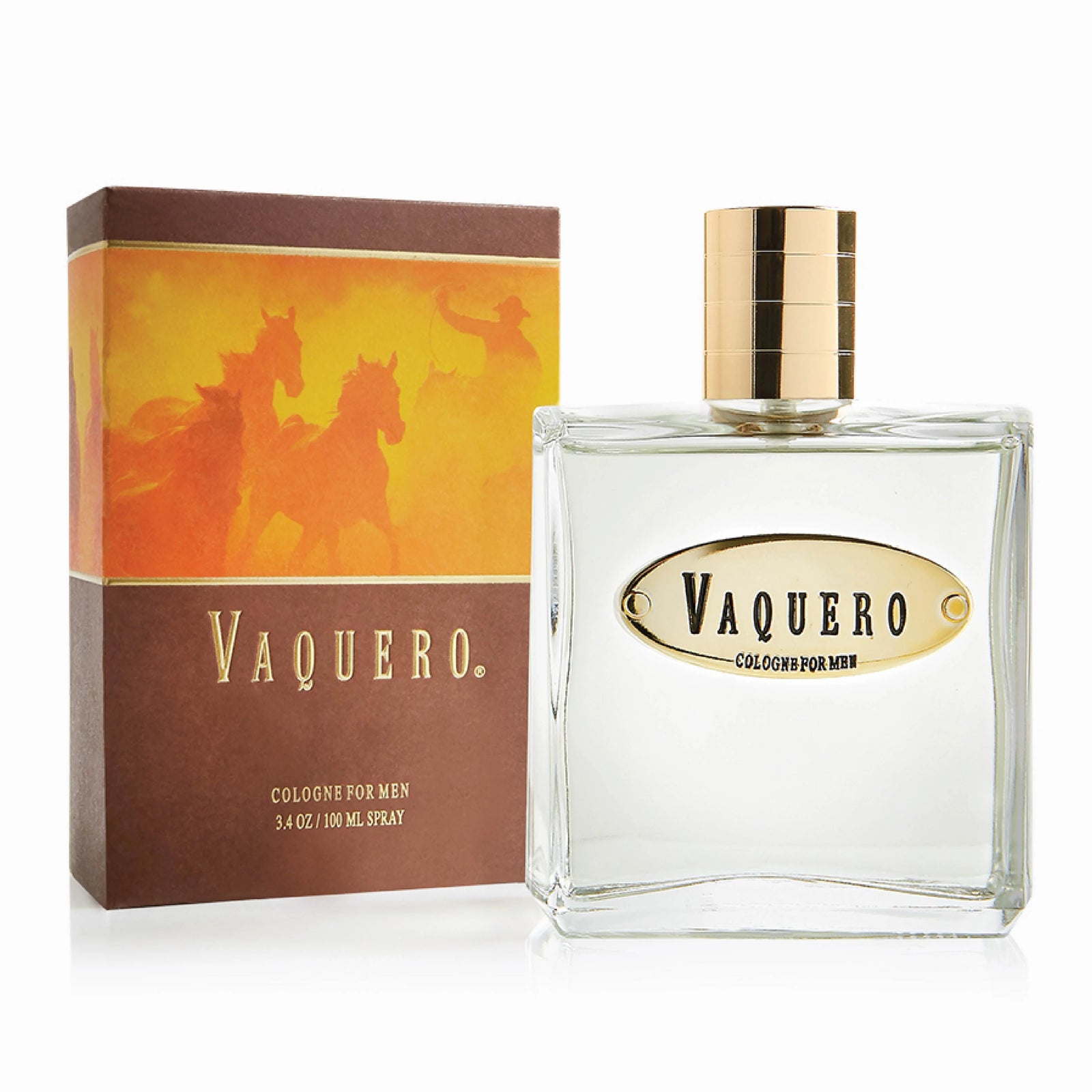 Tru Western Men's Vaquero Eau De Cologne. Vaquero cologne bottle and packaging on a white background