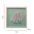 Long-Haired Sheep Hand-Made Framed Canvas Wall Art. Framed artwork of a sheep on a green background with dimensions indicated.