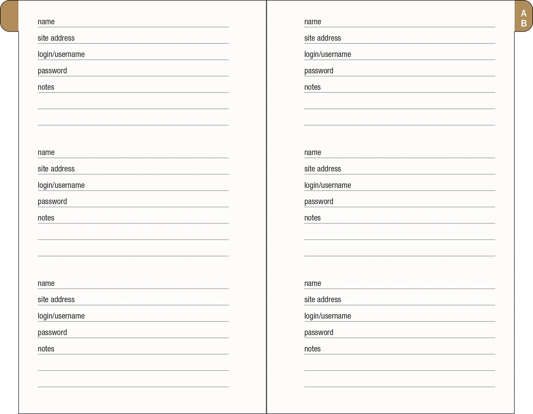 Amalfi Lemons Internet Address & Password Logbook