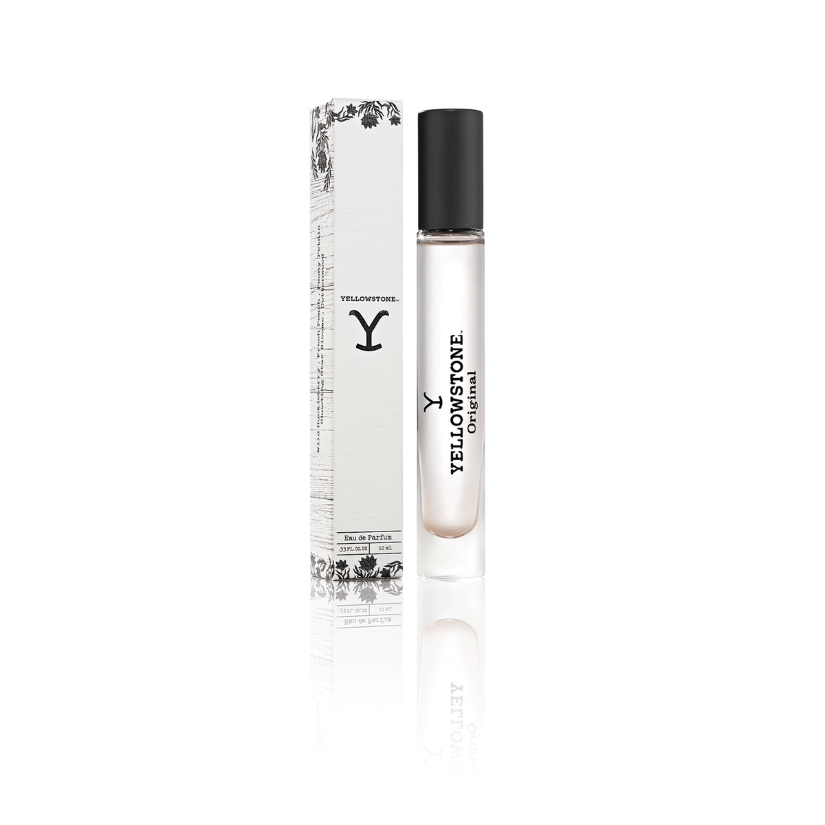Yellowstone perfume bottle and packaging on a white background