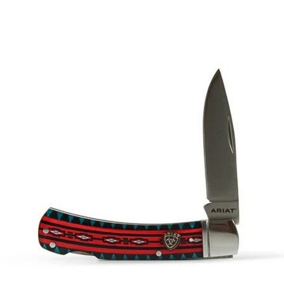 Ariat 3" Smooth Red-Turquoise Pocket Knife Ariat