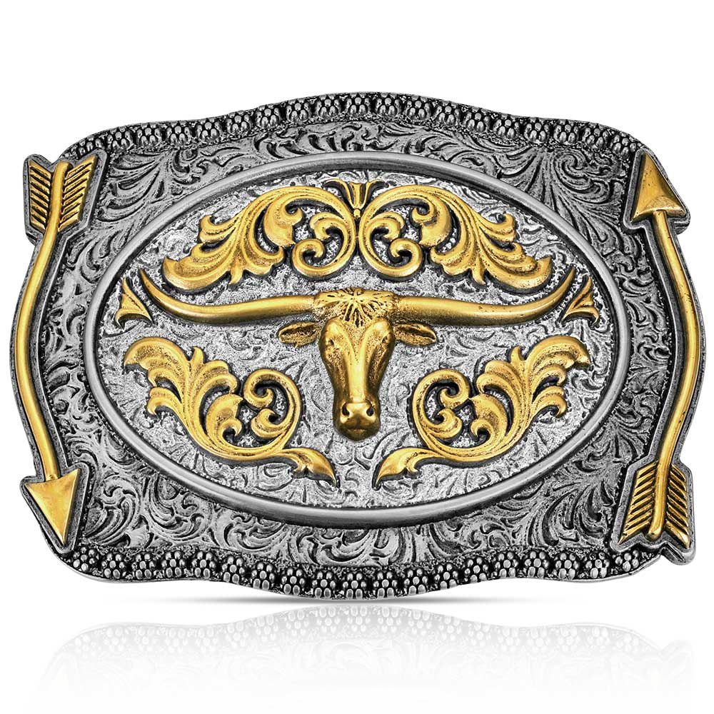 Montana Silversmiths Pointing West Longhorn Attitude Buckle Montana Silversmiths