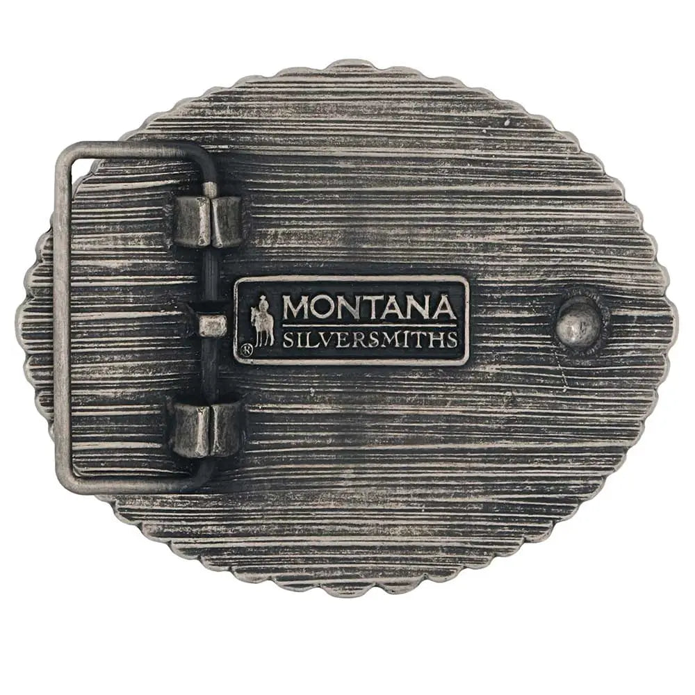 Montana Silversmiths Rustic Barbed Wire Longhorn Buckle