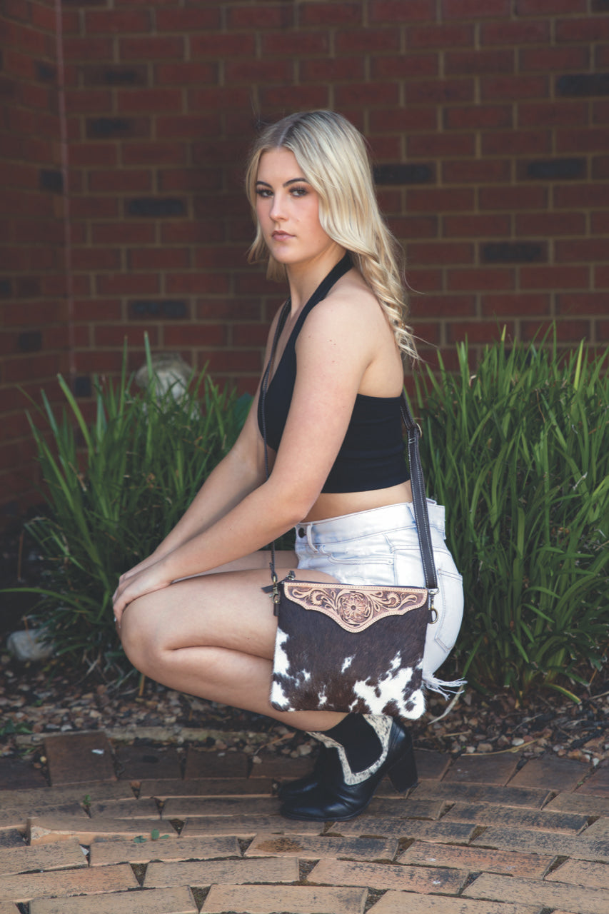 Costa Rica Tooling Leather Cowhide Clutch Bag