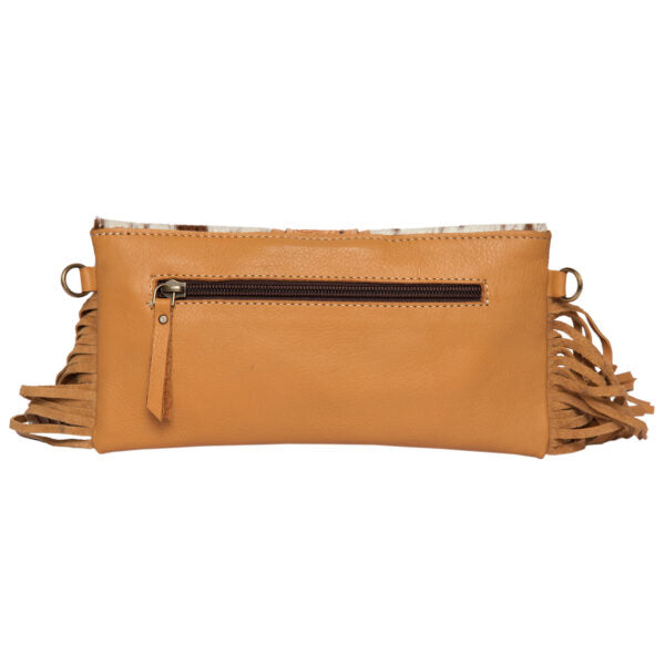 Women's Hand Painted Tooling Leather Flap Cowhide Bag With Fringes