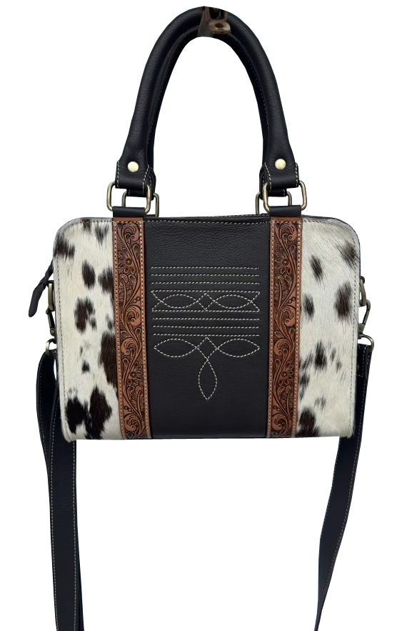 Tooling Leather Cowhide Boot Stitch Medium Bag