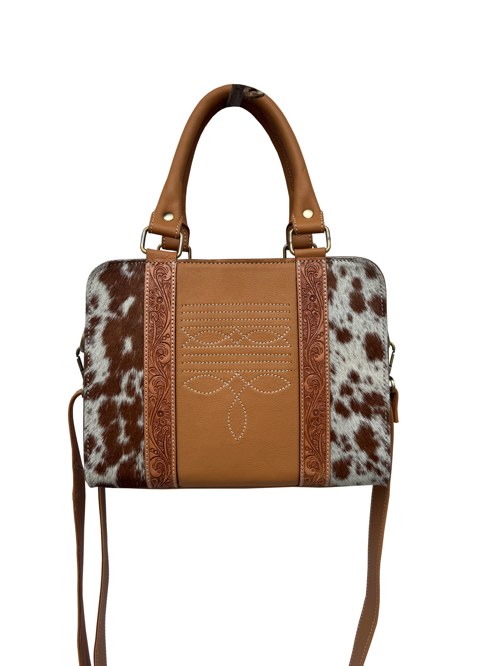 Tooling Leather Cowhide Boot Stitch Medium Bag