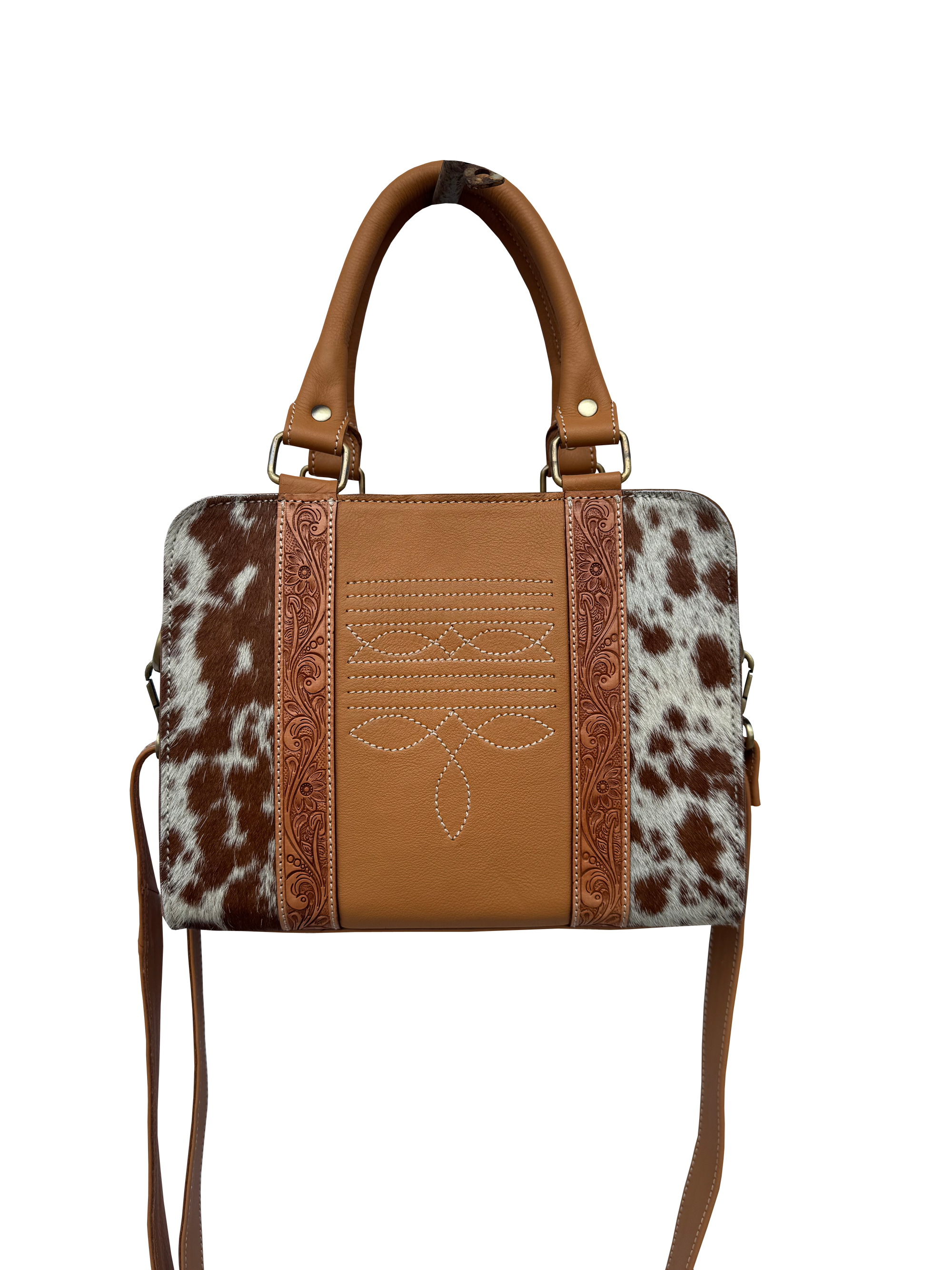 Tooling Leather Cowhide Boot Stitch Medium Bag
