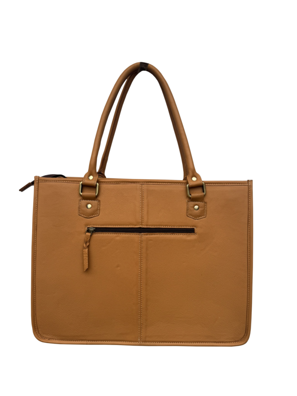 Cowhide Sunflower Tooling Leather Big Bag. Handbag with floral tooled leather design and cowhide pattern on a white background