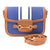 Bahamas Clutch Purse - Navy. Blue and brown crossbody bag with a strap on a white background