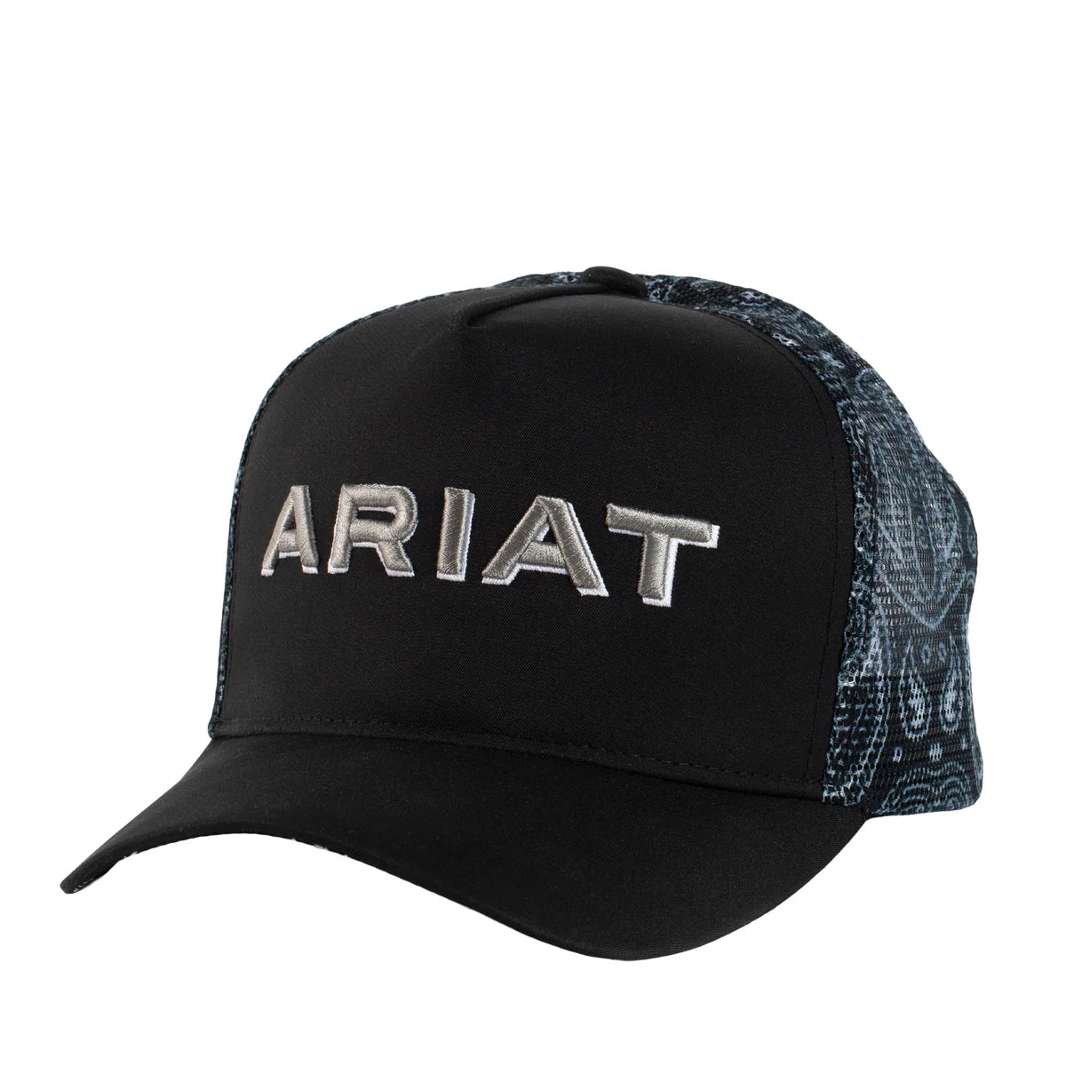 Black cap with 'Ariat' logo on a white background