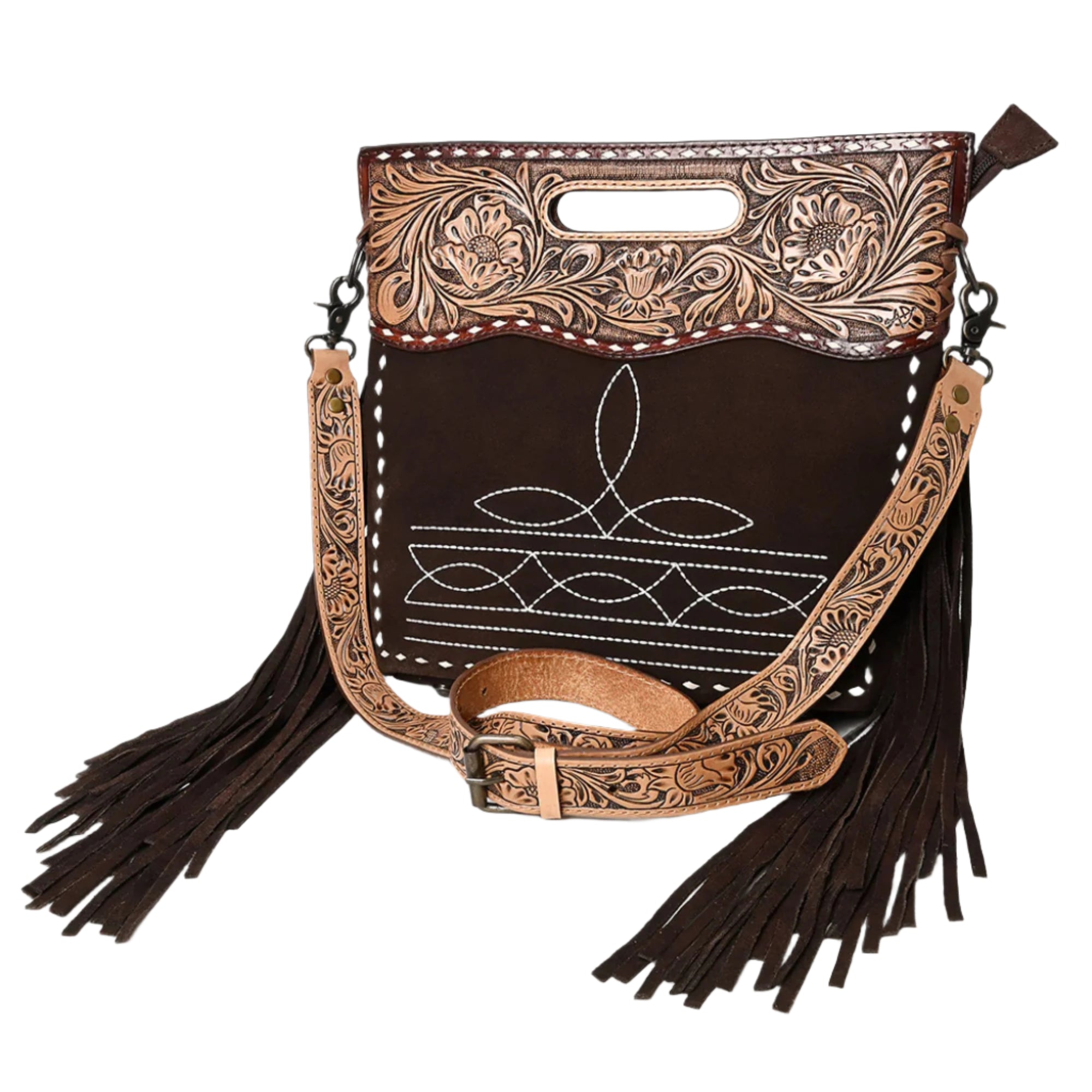 American Darling Women's Suede Tooled Handbag