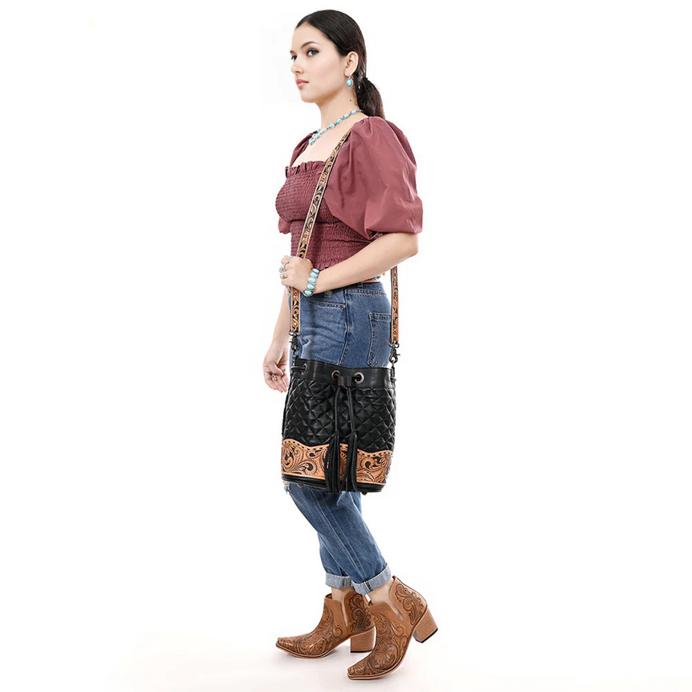 American Darling Women's Quilted Bucket  Bag