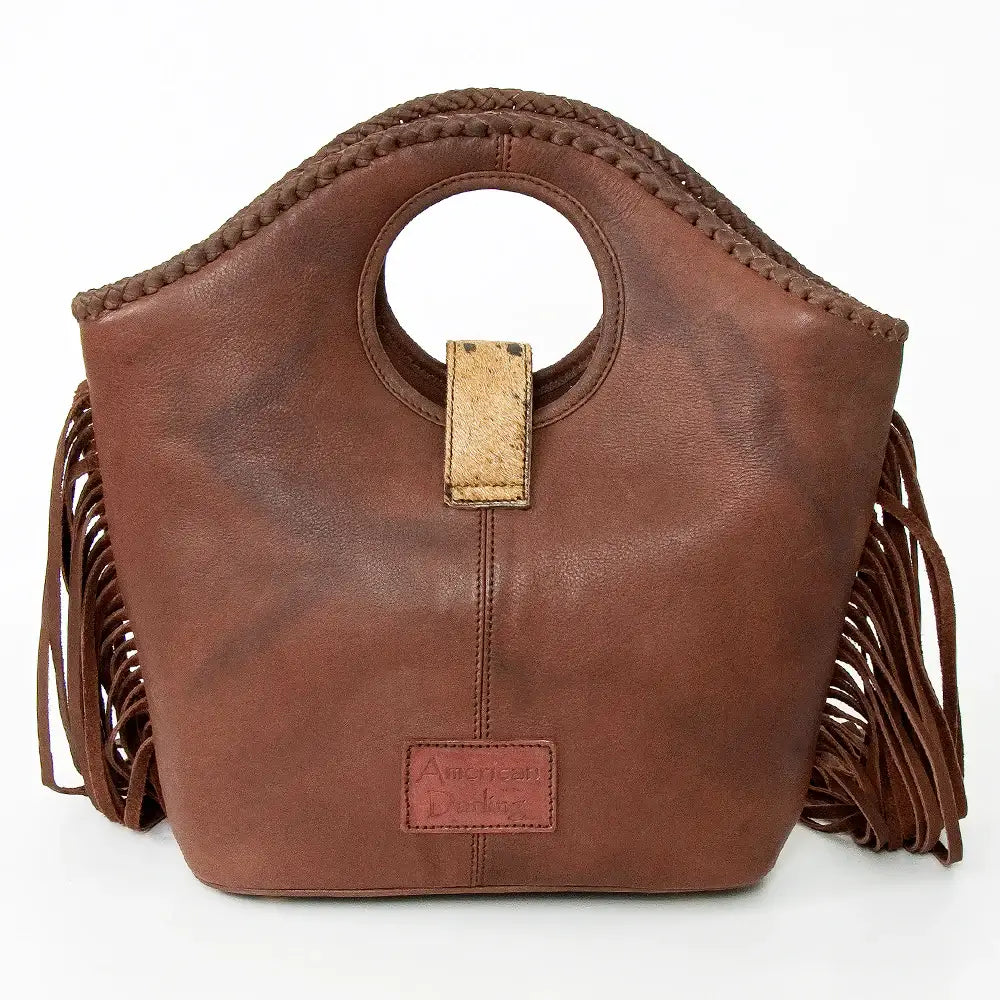 American Darling Women's Hide & Tassel Bucket Handbag