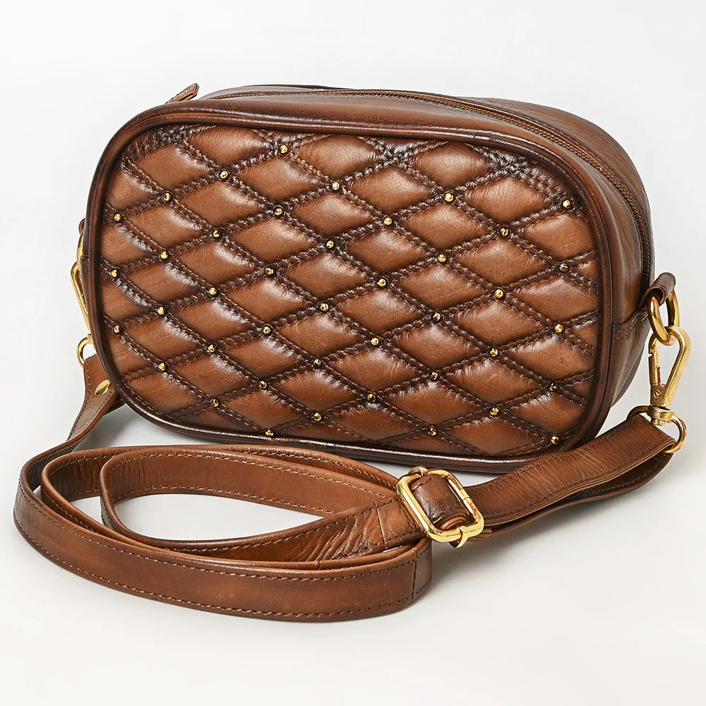 American Darling Western Crossbody Quilted Leather Oval Bag