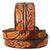 American Darling Brown leather western belt with intricate designs and a silver buckle on a white background