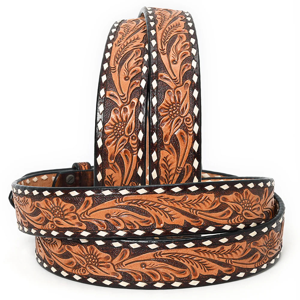 American Darling Women's Buck Stitched Tooled Belt