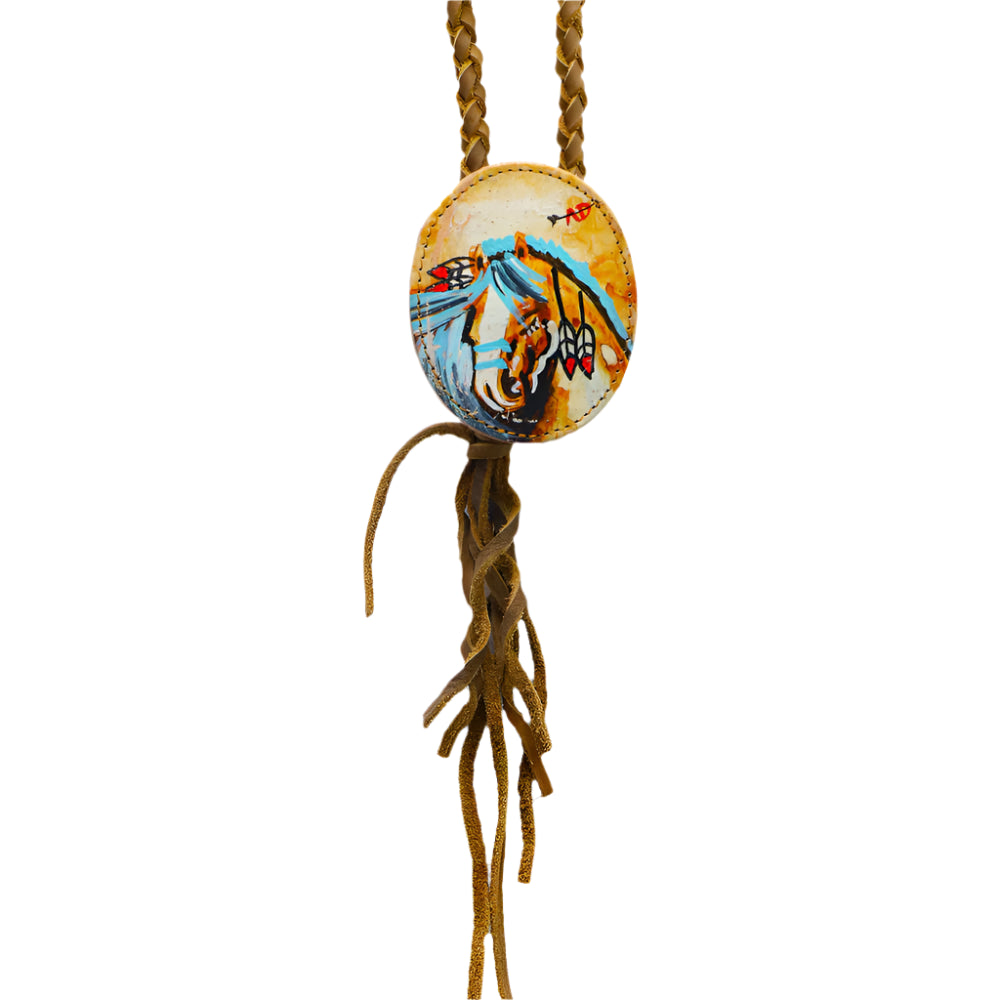 American Darling western handpainted leather necklace on a white background