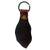 American Darling brown leather western keychain with feather design on a white background