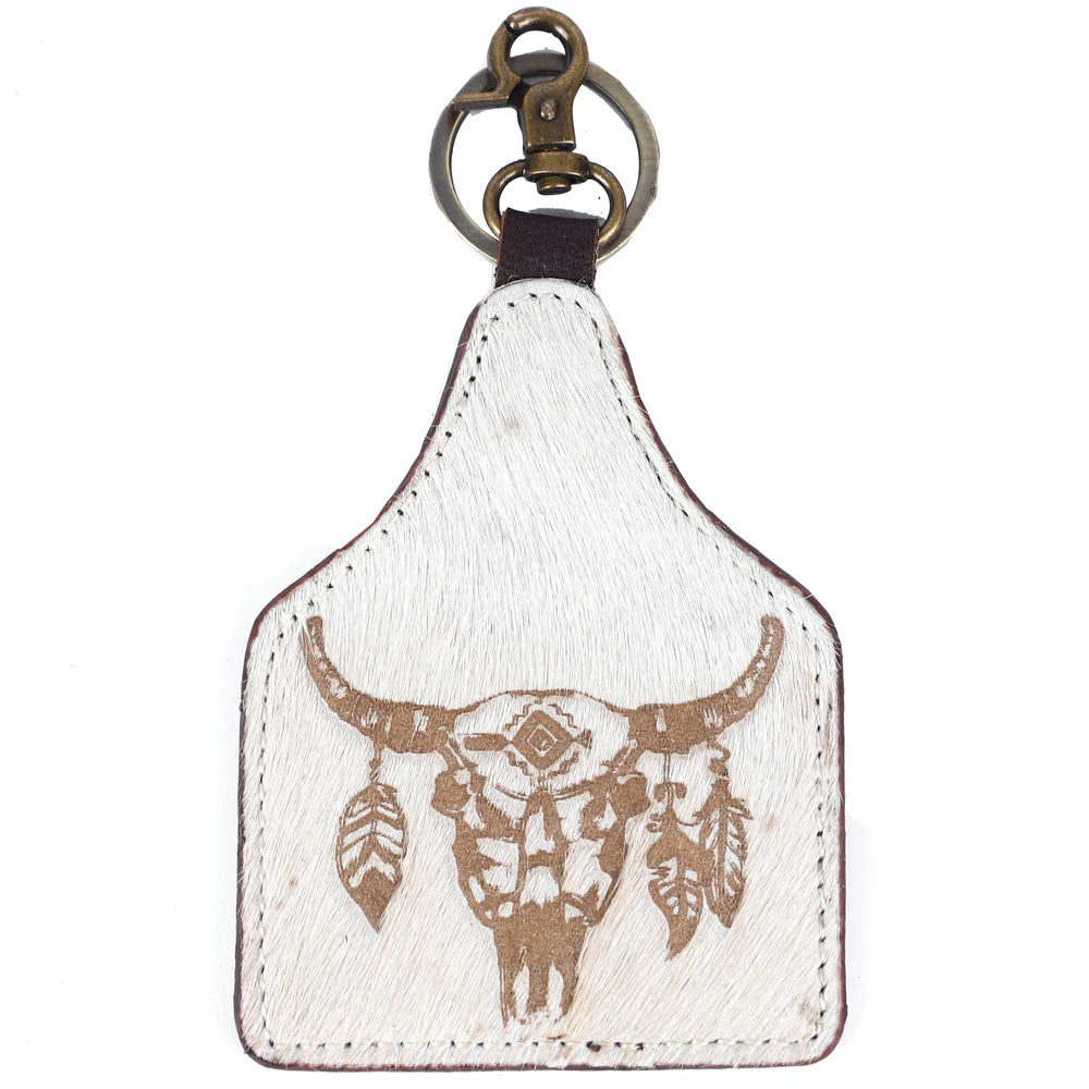 American Darling western keychain with bull head design on a white background