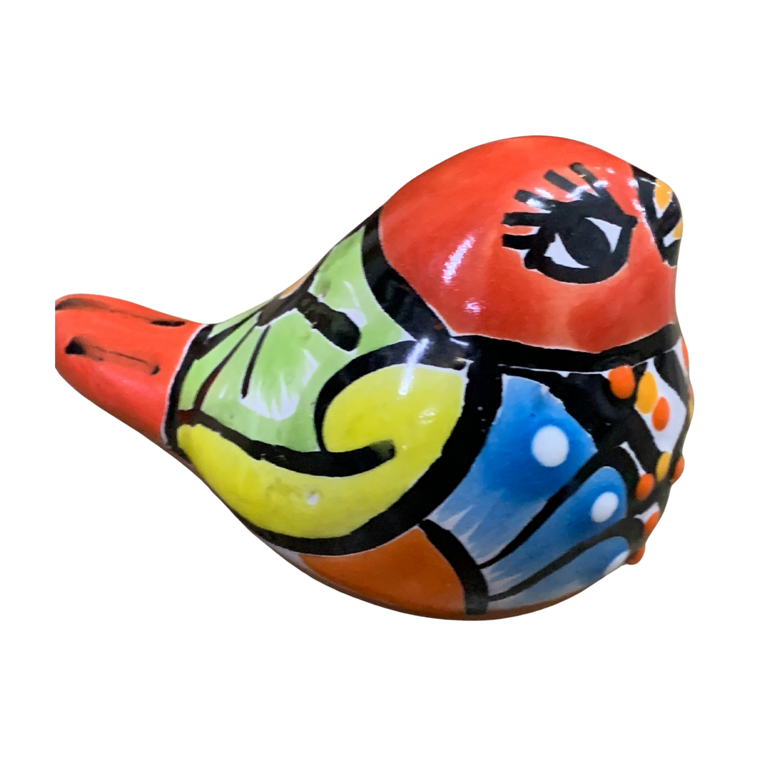 Talavera Mini Doves. Colorful glass duck-shaped object on a white background