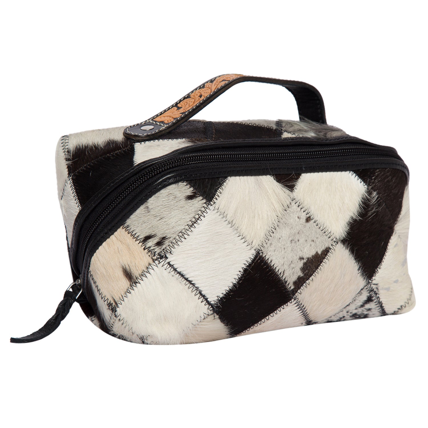 Women's Cowhide Patchwork Cosmetic Bag