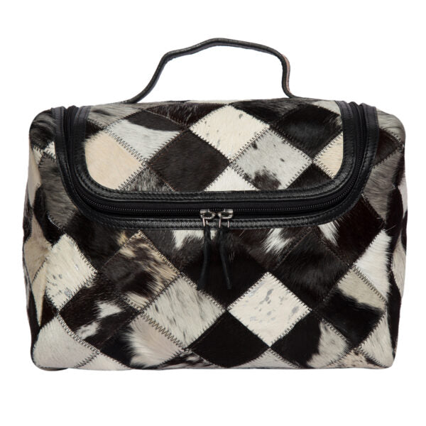 Women's Cowhide Patchwork Toiletries Bag