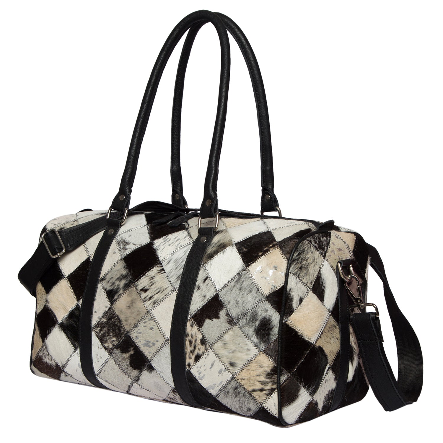 Women's Patchwork Cowhide Travel Bag