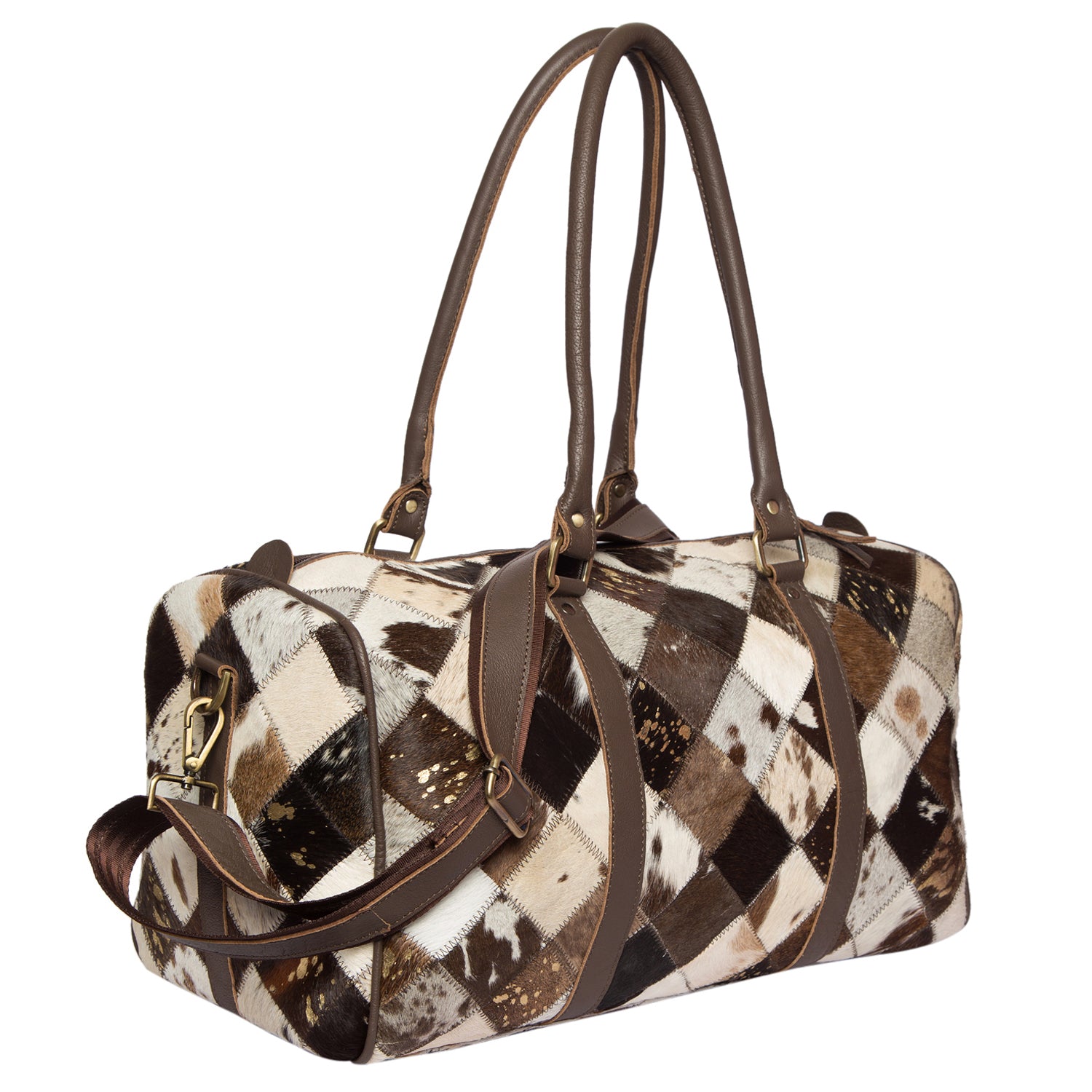Women's Patchwork Cowhide Travel Bag
