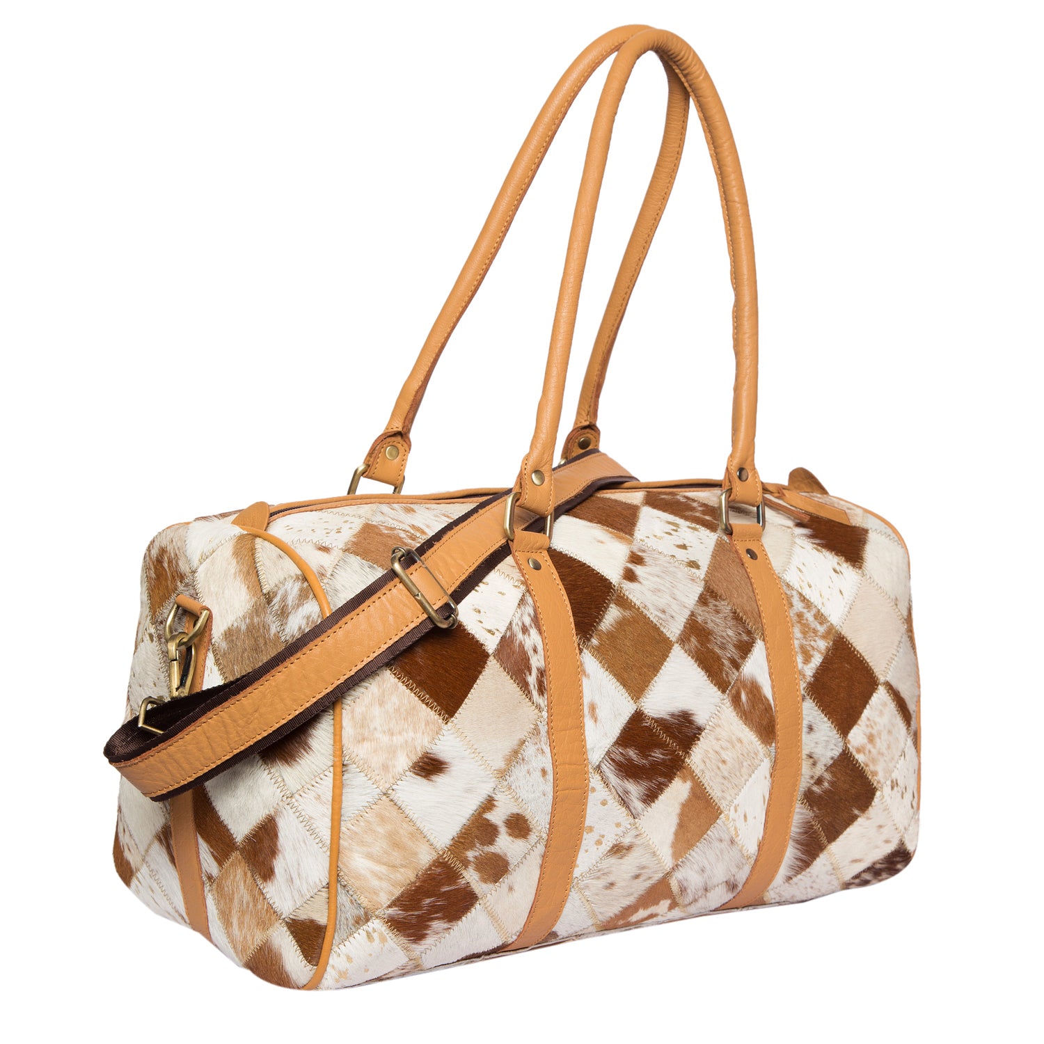 Women's Patchwork Cowhide Travel Bag