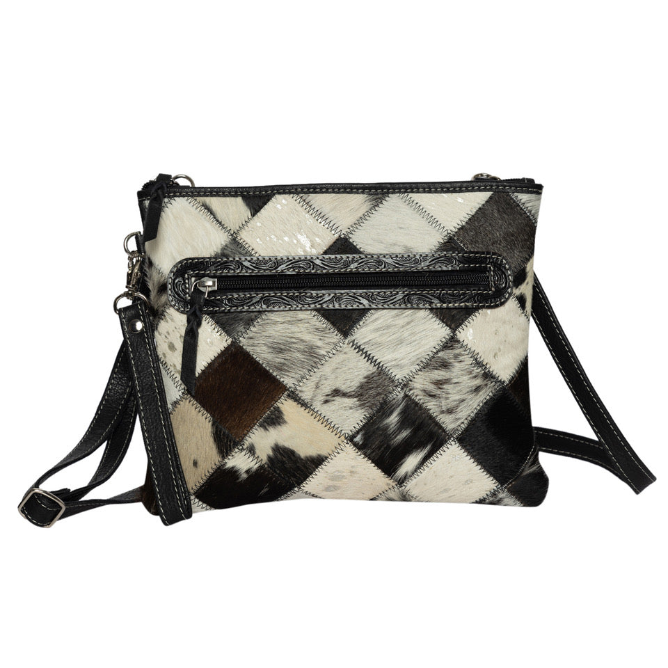 The Design Edge Women's Patchwork Cowhide Sling Bag