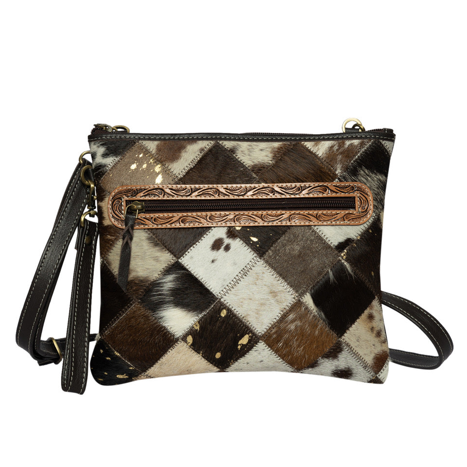 The Design Edge Women's Patchwork Cowhide Sling Bag