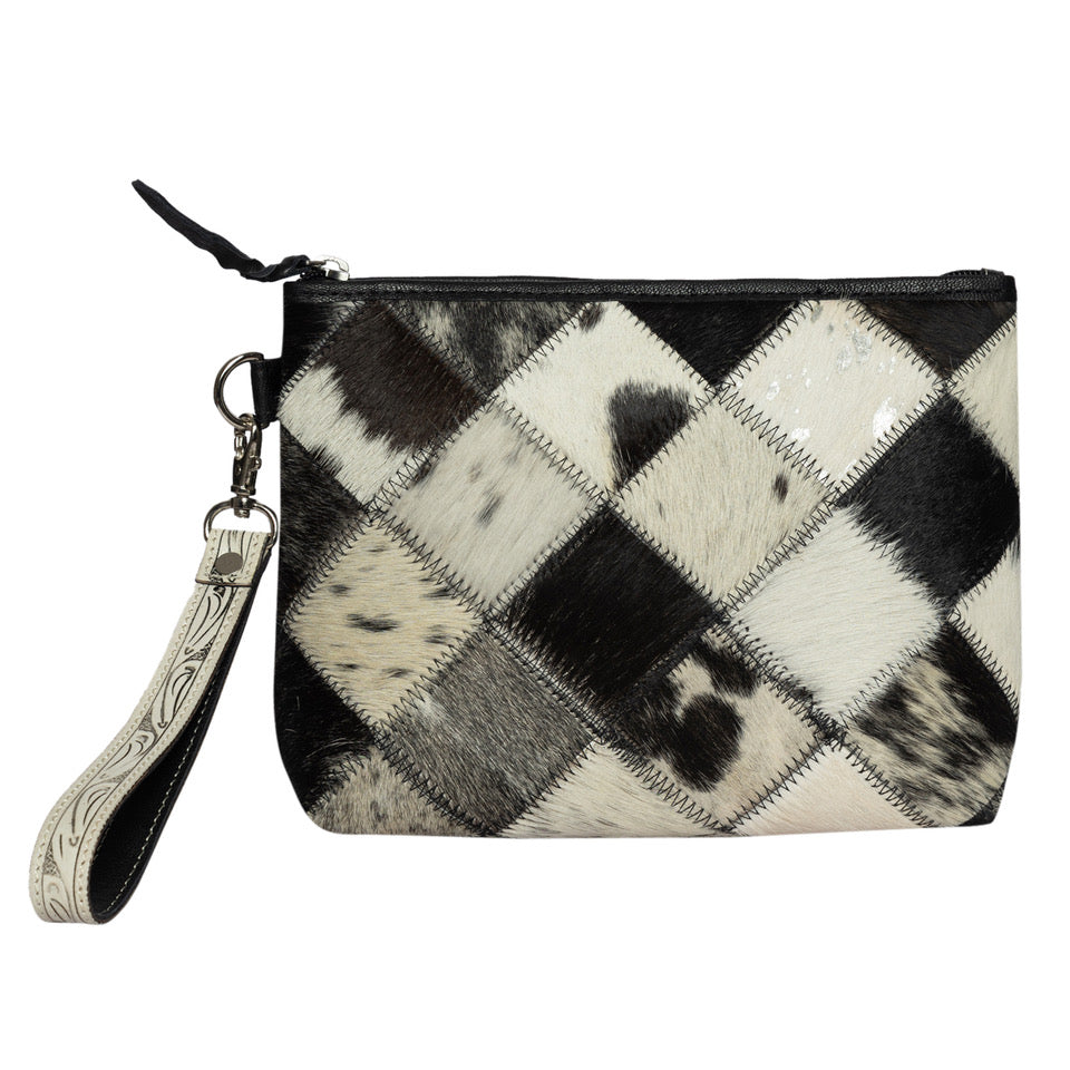 The Design Edge Women's Patchwork Cowhide Clutch