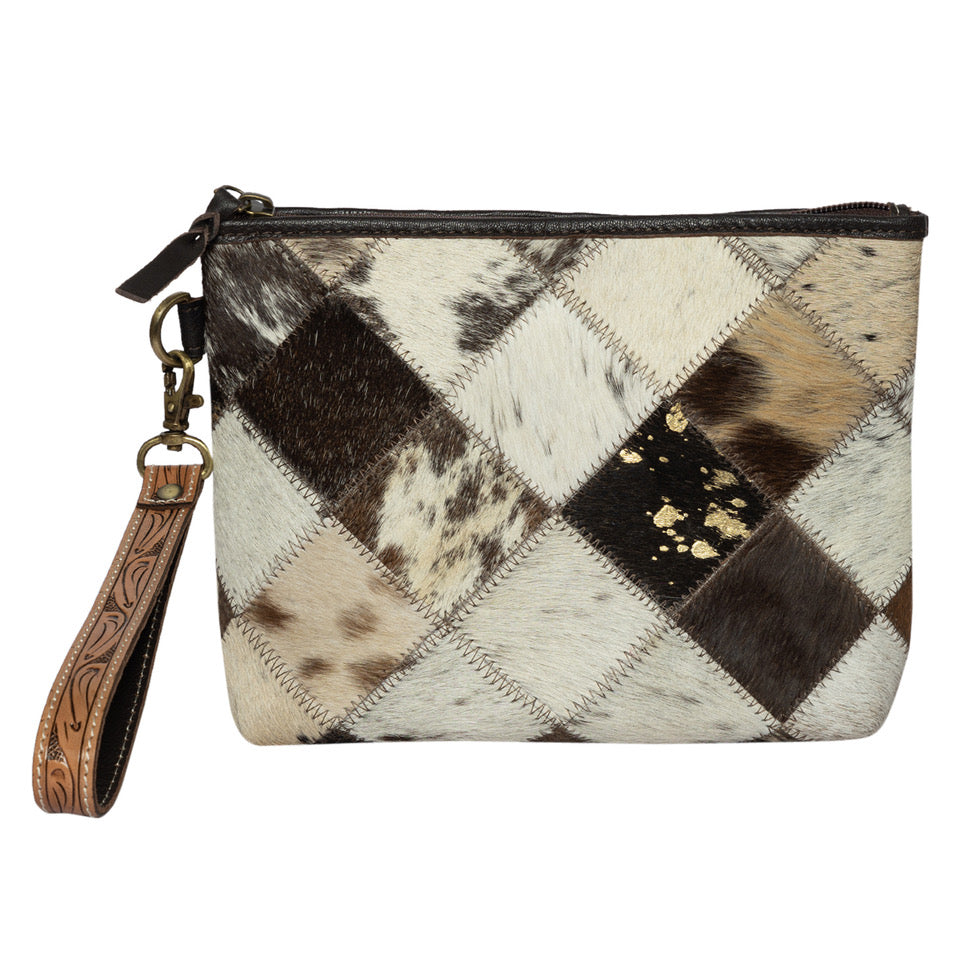 The Design Edge Women's Patchwork Cowhide Clutch