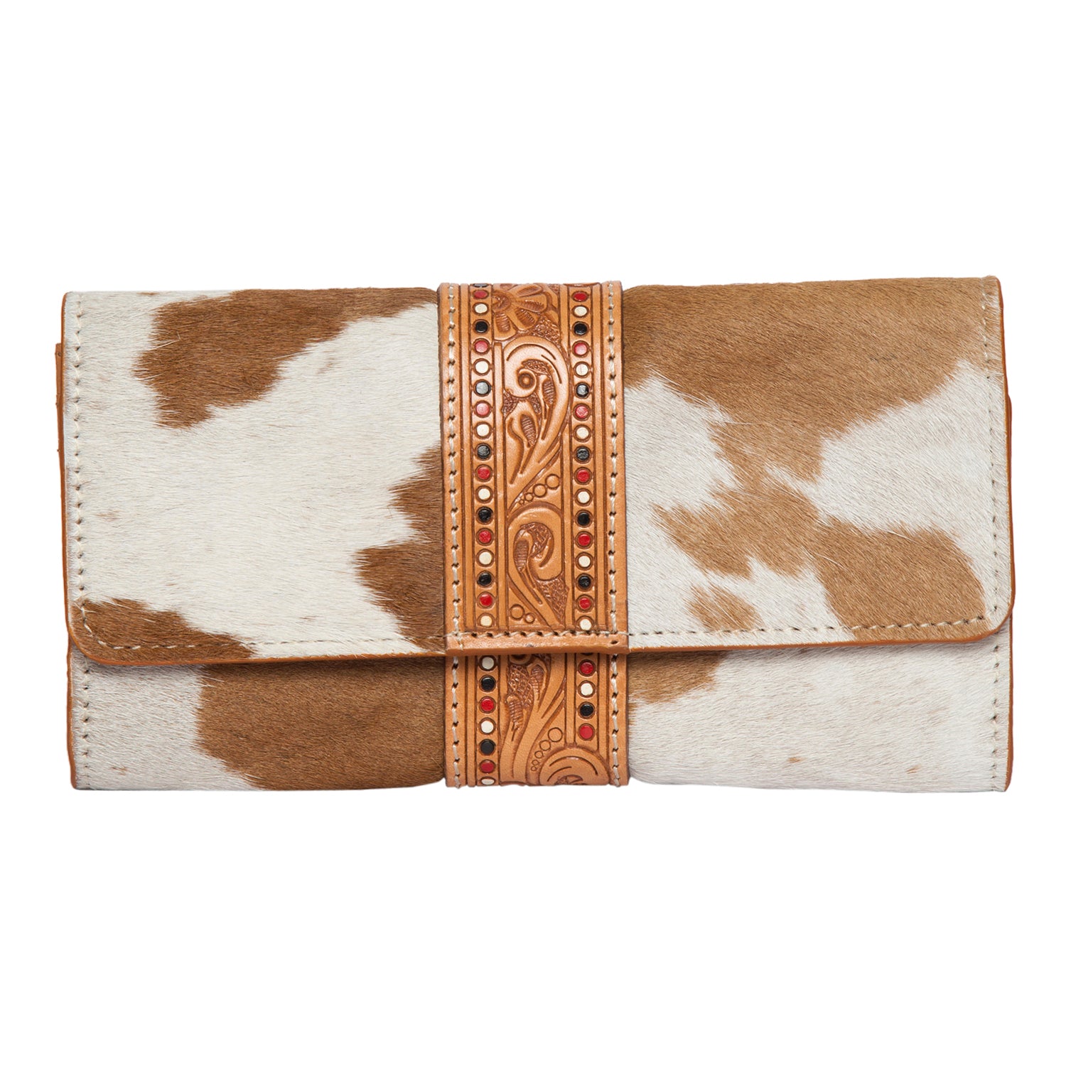 Women's Hand Painted Tooling Leather Trifold Wallet