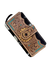 Cowhide Sunflower Tooling Leather Zippered Wallet. Leather phone case with intricate floral patterns and turquoise stones on a white background