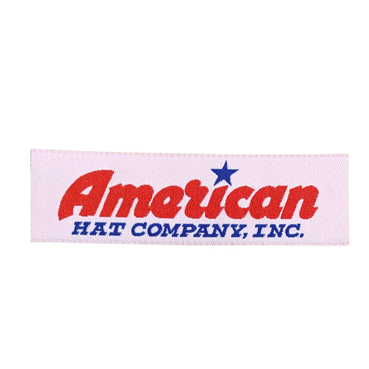 A rectangular embroidered patch featuring the text 'American' in red with a blue star above it and 'HAT COMPANY, INC.' in blue on a white background.